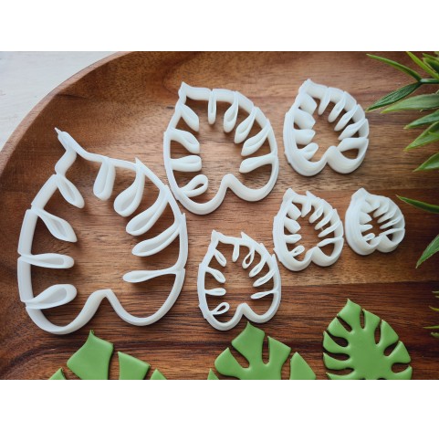 "Monstera leaf, style 2", set of 6 cutters, one clay cutter or FULL set