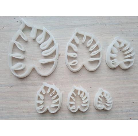 "Monstera leaf, style 2", set of 6 cutters, one clay cutter or FULL set