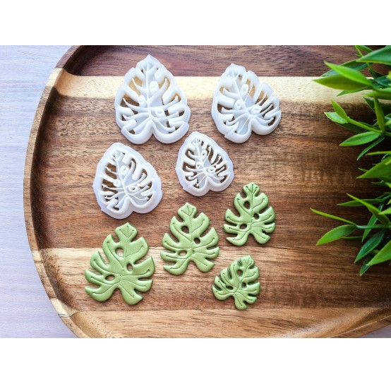 "Monstera leaf, style 3", set of 4 cutters, one clay cutter or FULL set