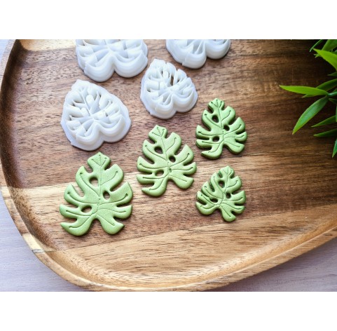 "Monstera leaf, style 3", set of 4 cutters, one clay cutter or FULL set