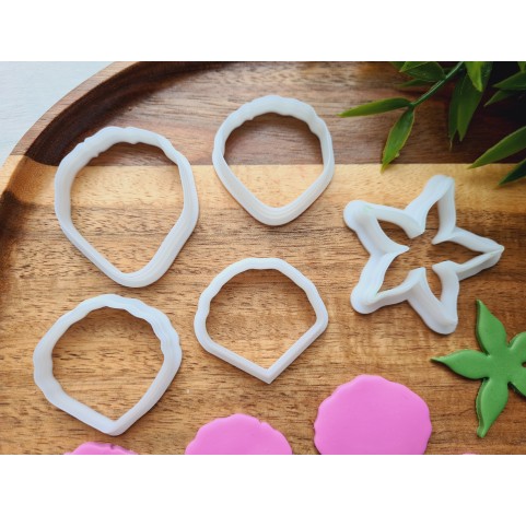 "Rose petal, style 7", set of 5 cutters, one clay cutter or FULL set