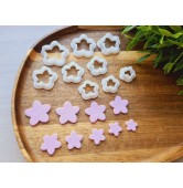 "Flower, style 15", set of 9 cutters, one clay cutter or FULL set