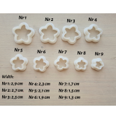 "Flower, style 15", set of 9 cutters, one clay cutter or FULL set