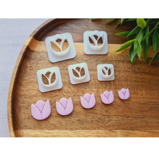 "Tulip, style 2", set of 5 cutters, one clay cutter or FULL set