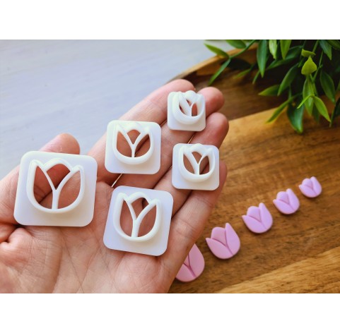 "Tulip, style 2", set of 5 cutters, one clay cutter or FULL set
