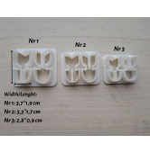 "Tulip, style 3, 3D", set of 3 cutters, one clay cutter or FULL set