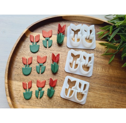 "Tulip, style 3, 3D", set of 3 cutters, one clay cutter or FULL set