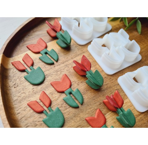 "Tulip, style 3, 3D", set of 3 cutters, one clay cutter or FULL set