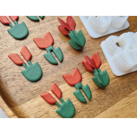 "Tulip, style 3, 3D", set of 3 cutters, one clay cutter or FULL set