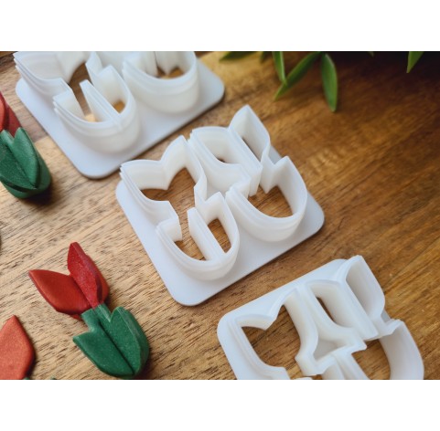 "Tulip, style 3, 3D", set of 3 cutters, one clay cutter or FULL set