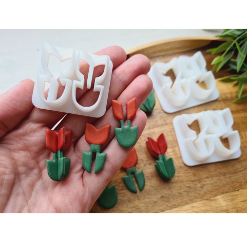 "Tulip, style 3, 3D", set of 3 cutters, one clay cutter or FULL set