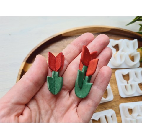 "Tulip, style 3, 3D", set of 3 cutters, one clay cutter or FULL set