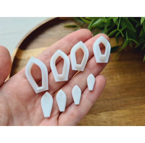 "Petal, style 2", set of 4 cutters, one clay cutter or FULL set