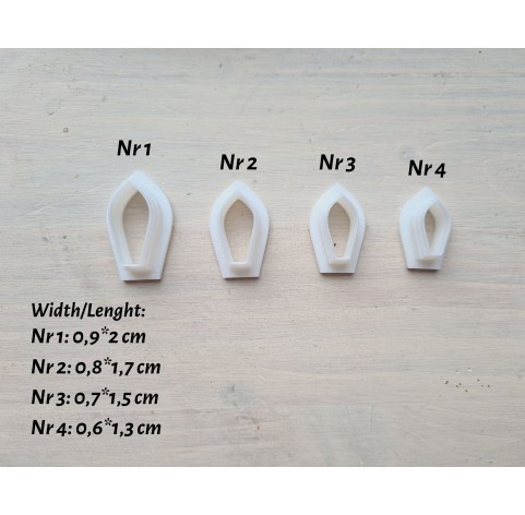 "Petal, style 2", set of 4 cutters, one clay cutter or FULL set