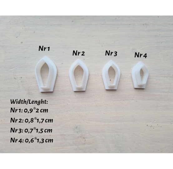 "Petal, style 2", set of 4 cutters, one clay cutter or FULL set