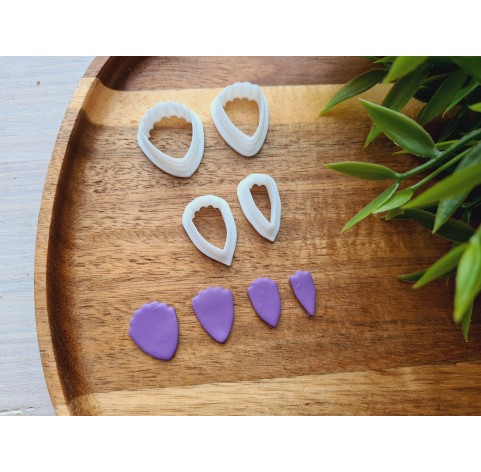 "Peony petal, style 2", set of 4 cutters, one clay cutter or FULL set