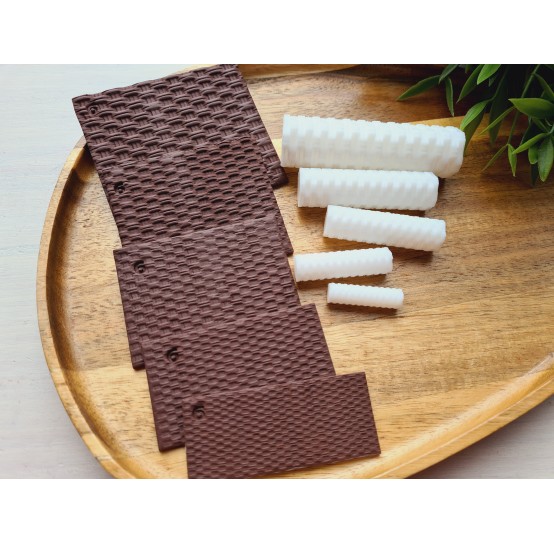 Rattan basket texture roller, style 6, for polymer clay, one clay roller or FULL set