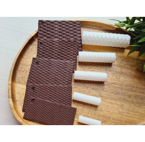 Rattan basket texture roller, style 6, for polymer clay, one clay roller or FULL set