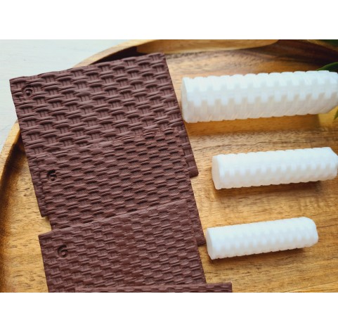Rattan basket texture roller, style 6, for polymer clay, one clay roller or FULL set