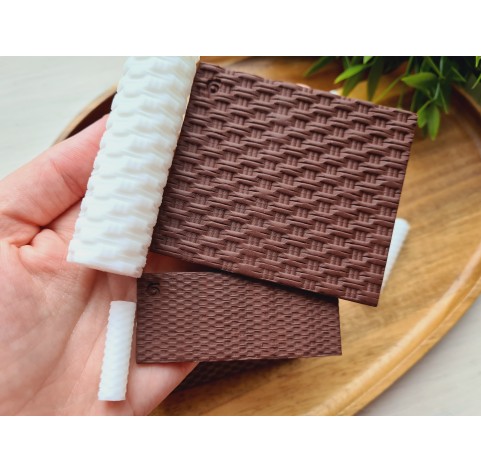 Rattan basket texture roller, style 6, for polymer clay, one clay roller or FULL set
