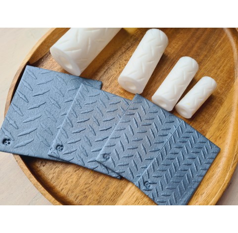Checker plate pattern texture roller, style 8, for polymer clay, one clay roller or FULL set