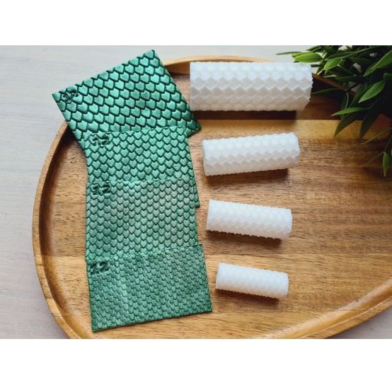 Small scale pattern texture roller, style 12, for polymer clay, one clay roller or FULL set