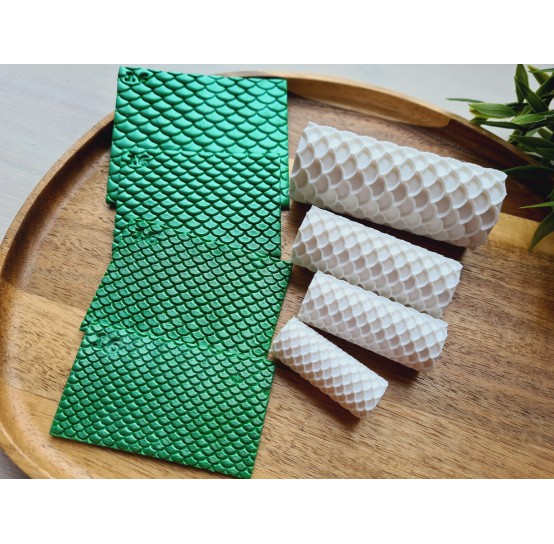 Round scale pattern texture roller, style 16, for polymer clay, one clay roller or FULL set