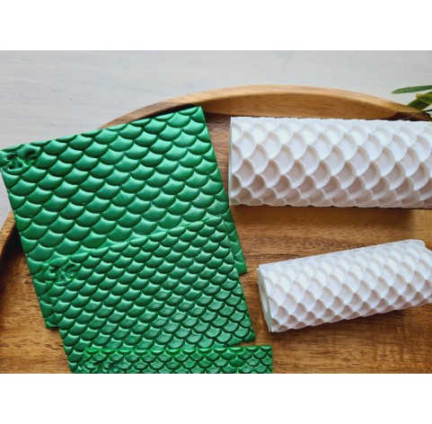 Round scale pattern texture roller, style 16, for polymer clay, one clay roller or FULL set