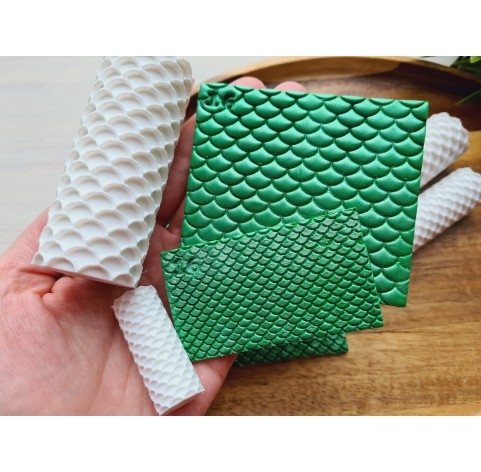 Round scale pattern texture roller, style 16, for polymer clay, one clay roller or FULL set