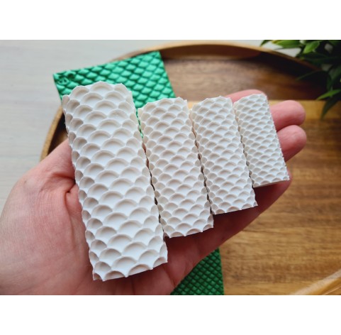 Round scale pattern texture roller, style 16, for polymer clay, one clay roller or FULL set