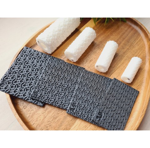 Chainmail pattern texture roller, style 19, for polymer clay, one clay roller or FULL set