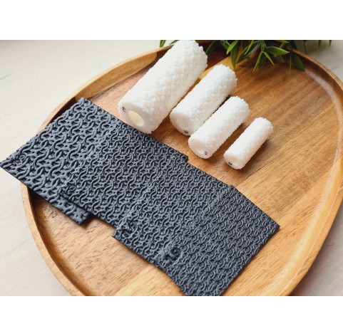 Chainmail pattern texture roller, style 19, for polymer clay, one clay roller or FULL set