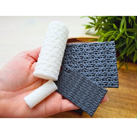 Chainmail pattern texture roller, style 19, for polymer clay, one clay roller or FULL set