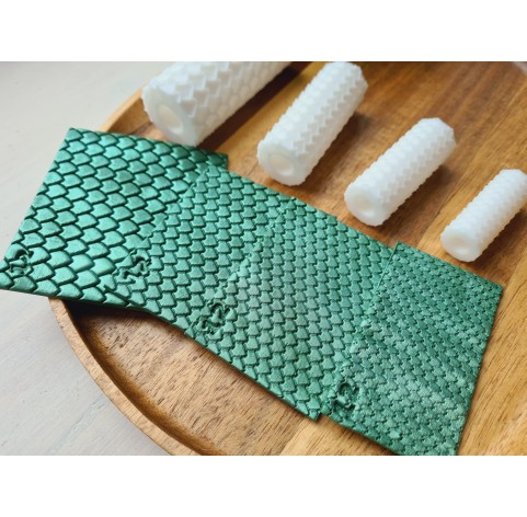 Small scale pattern texture roller, style 12, for polymer clay, one clay roller or FULL set