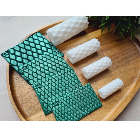 Large scale pattern texture roller, style 13, for polymer clay, one clay roller or FULL set