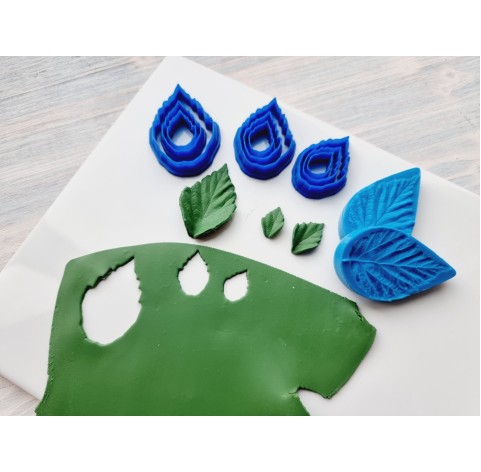 "Raspberry leaf", set of 9 cutters, one clay cutter or FULL set