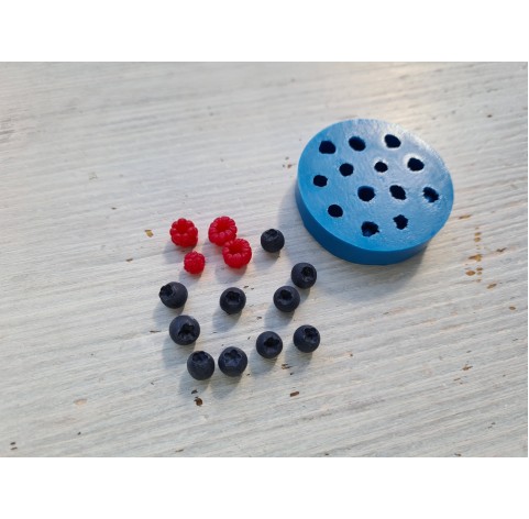 Silicone mold, Mini raspberry and blueberry mix, 13 elements, ~ Ø 0.5-0.7 cm, H:0.5-0.8 cm