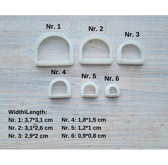 "Irregular semicircle", set of 6 cutters, one clay cutter or FULL set