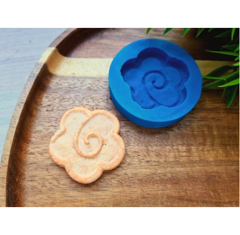 Silicone mold, Full size biscuit, style 46, flower, ~ Ø 3.7 cm, H:0.8 cm