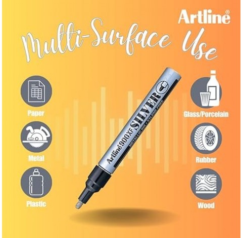 Artline 900XF Metallic Ink Marker, SILVER, 2.3MM