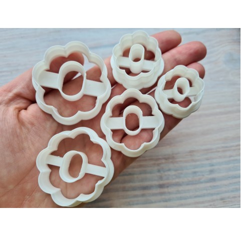 "Flower, style 5", set of 5 cutters, one clay cutter or FULL set