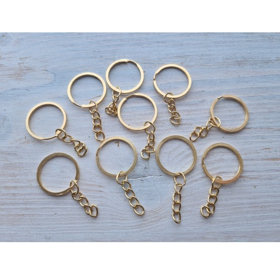 Keychain rings, gold, smooth, 10 pcs.
