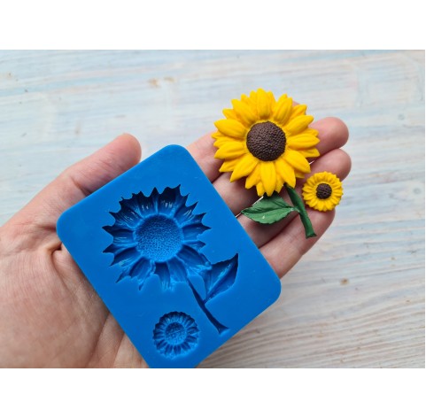 Silicone mold, Sunflower on a stick and flower, ~ 4.3*6.4 cm, ~ Ø 1.6 cm