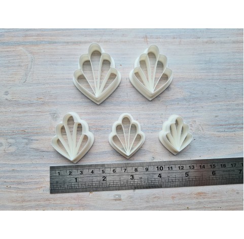 "Earring, style 19, relief flower,", set of 5 cutters, one clay cutter or FULL set