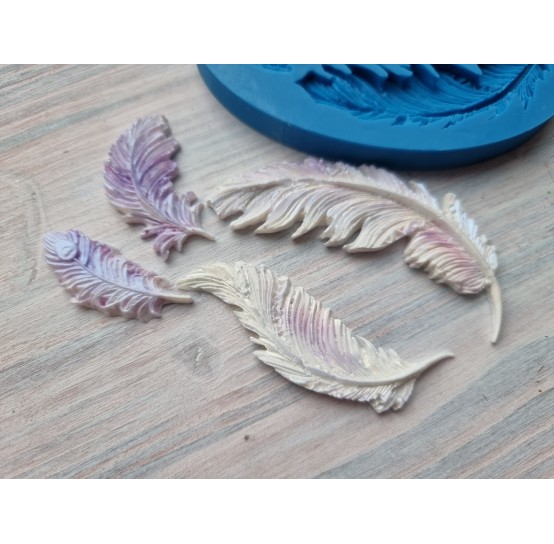 Silicone mold, Feather, 4 pcs., large, ~ 4-7.8 cm