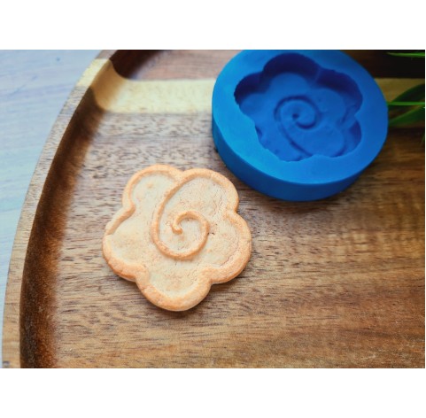 Silicone mold, Full size biscuit, style 46, flower, ~ Ø 3.7 cm, H:0.8 cm