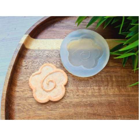 Silicone mold, Full size biscuit, style 46, flower, ~ Ø 3.7 cm, H:0.8 cm