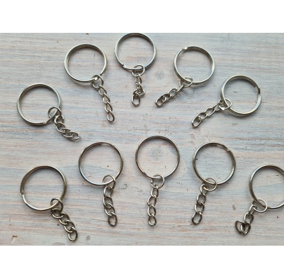 Keychain rings, silver, smooth, 10 pcs.