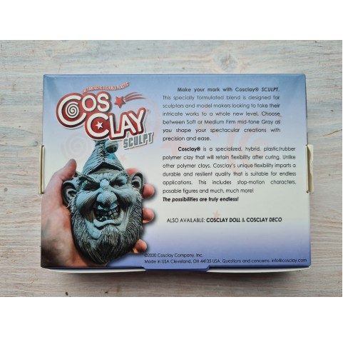 CosClay Sculpt Gray Medium Firm, 453 g (1 lb)