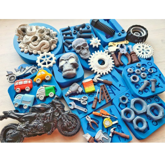 Silicone Molds of Tools, Skulls & Mechanical Parts